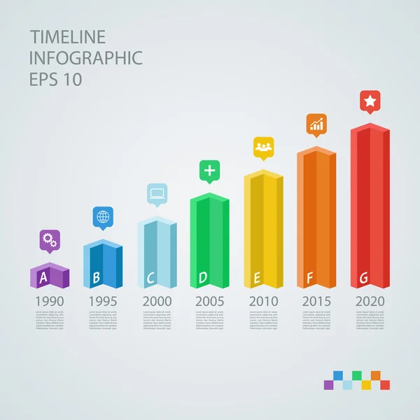İzometrik zaman çizelgesi Infographic tasarım şablonu. Vektör çizim.