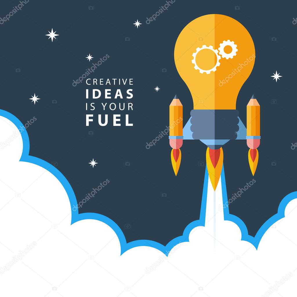 Creative ideas is your fuel. Flat design colorful vector illustration.
