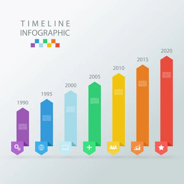 Tijdlijn infographic ontwerpsjabloon. Vectorillustratie. — Stockvector