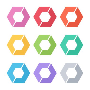 Renk rhombus şablonları kümesi. Geometrik logo tasarımı.