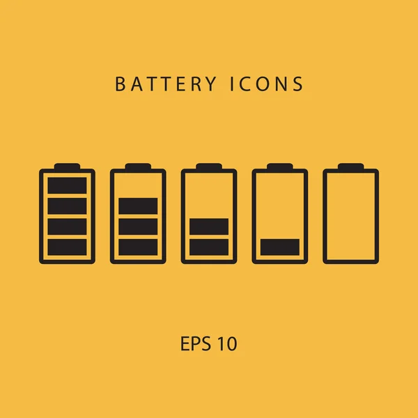 Conjunto de iconos de batería negro . — Archivo Imágenes Vectoriales