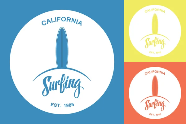 Logo ou emblème de surf design. Mot manuscrit . — Image vectorielle