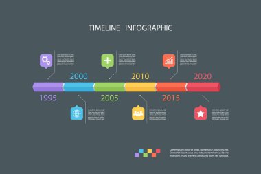 Zaman çizelgesi Infographic tasarım şablonu. Vektör çizim.
