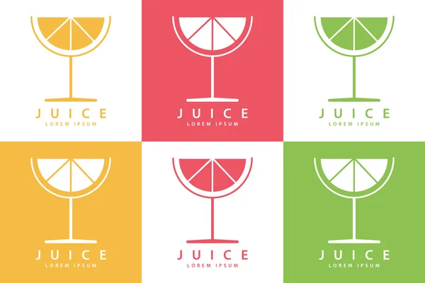 Set of color lime or lemon fruit drink logo templates. — Stock Vector