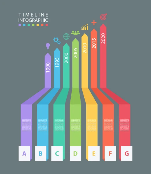 Plantilla de diseño infográfico de línea de tiempo de color. Ilustración vectorial . — Vector de stock