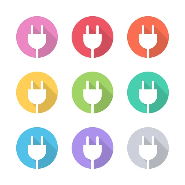 Set of color electric plug icons. — Stock Vector