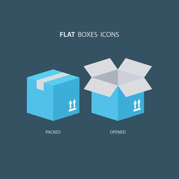 Flat boxes icons set. Carton package box icons. — Stock Vector