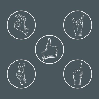 El hareketleri kümesi. Farklı hareketleri, sinyaller ve işaretleri.