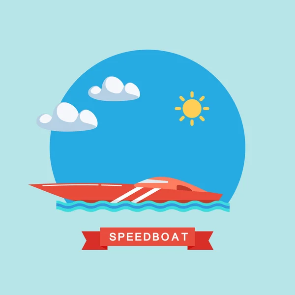 Speedboat flat vector illustration. — Stock Vector