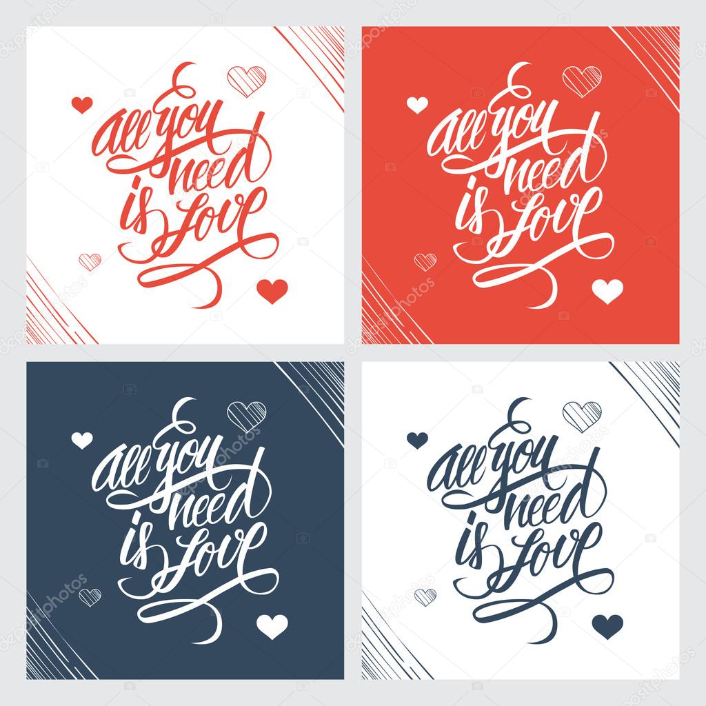 All you need is love hand lettering. Handmade calligraphy.