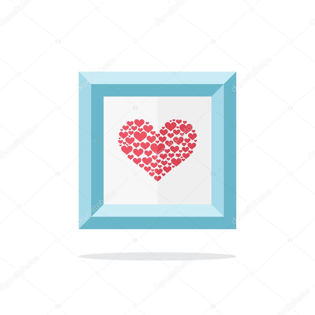 Picture frame with red heart. Heart of many hearts.