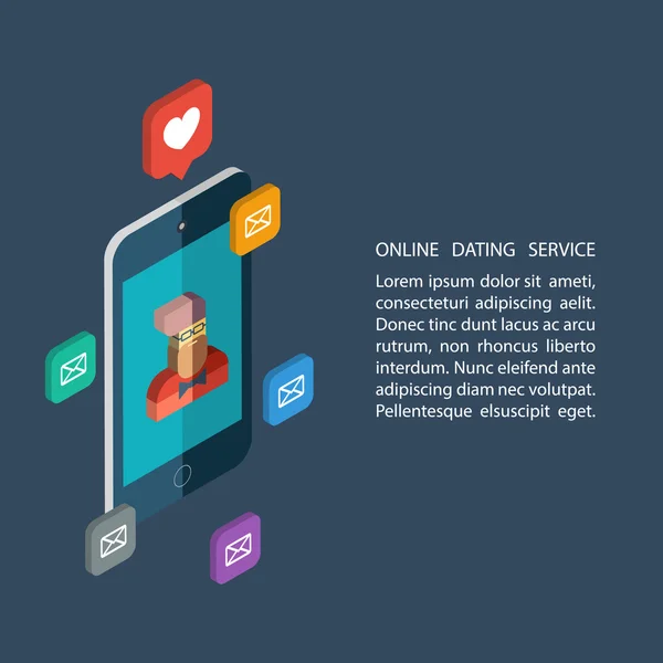 在线约会服务，虚拟的沟通和搜索爱在互联网. — 图库矢量图片