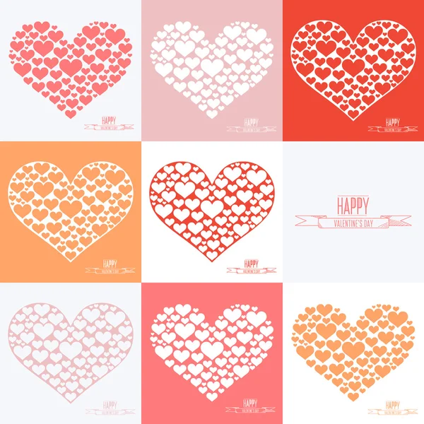 Щасливі листівки на день Валентина. Набір символів знаку серця. Серце багатьох сердець . — стоковий вектор