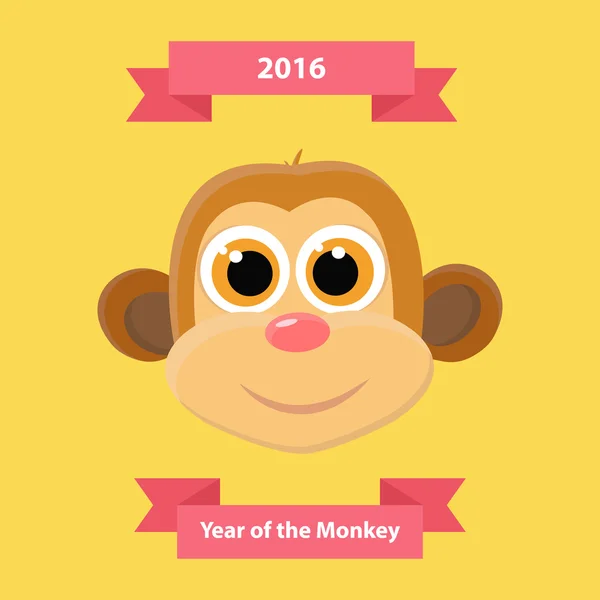 Leuke aap gelukkig Nieuwjaar wenskaart. 2016 Nieuwjaar symbool. — Stockvector