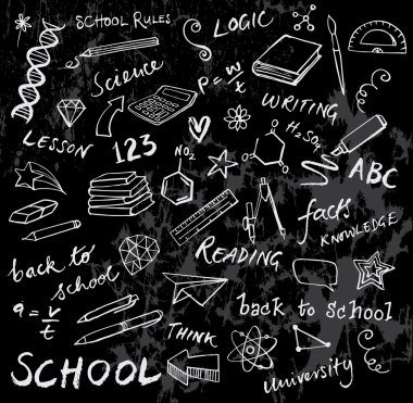 Okul simgeler doodle