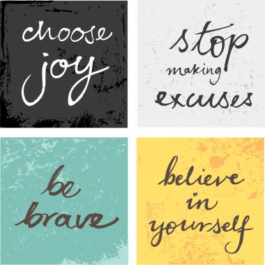 4 hand written inspirational  words quotes clipart