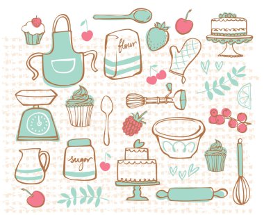 Baking kitchen iconsv clipart
