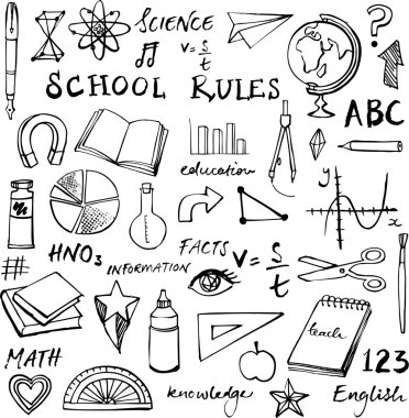 Okul simgeler doodle