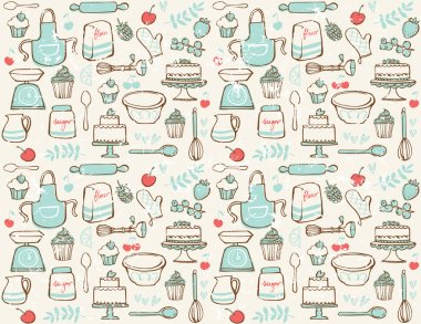 Baking kitchen icons clipart