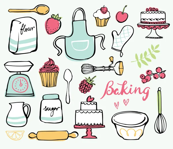 Iconos de cocina para hornear — Archivo Imágenes Vectoriales