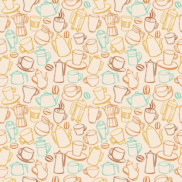 Café patrón sin costura — Vector de stock