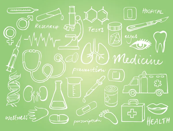 Icônes médicales doodle — Image vectorielle