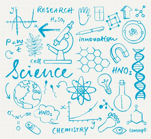 Bilim simgeler doodle — Stok Vektör