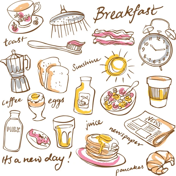 Breakfast food and icons — Stock Vector