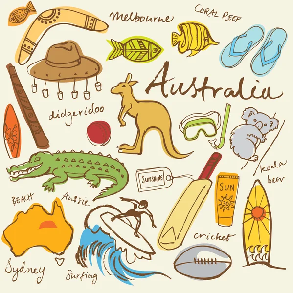 Avustralya simgeler koleksiyonu — Stok Vektör