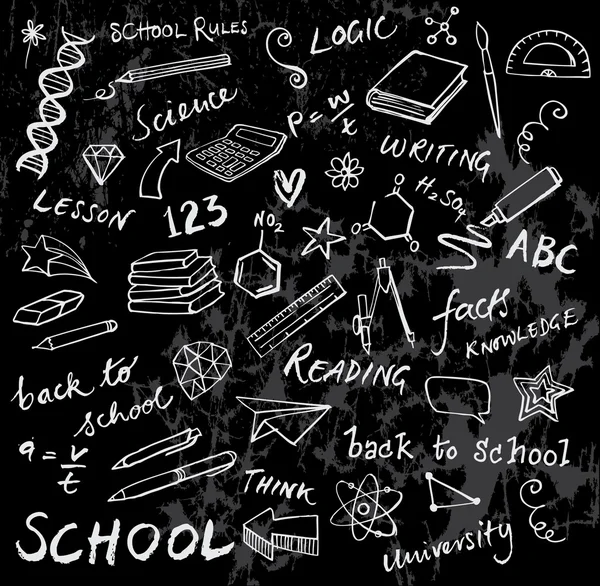 Schulsymbole kritzeln — Stockvektor