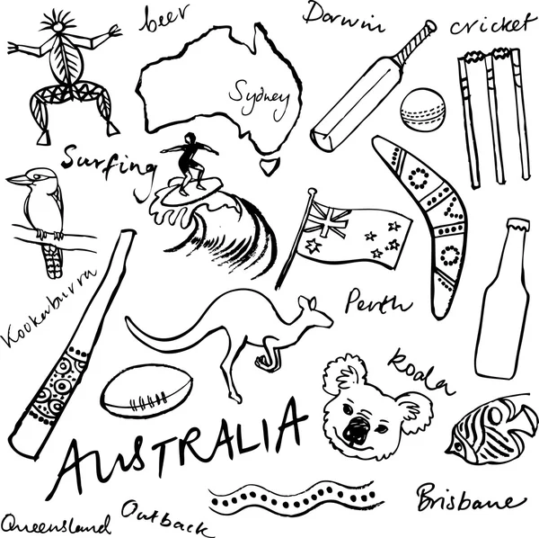 Collection d'icônes Australie — Image vectorielle