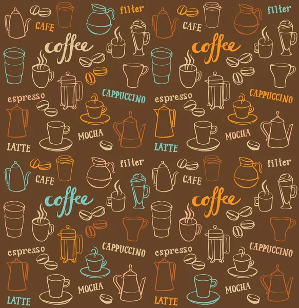 Café motif sans couture — Image vectorielle