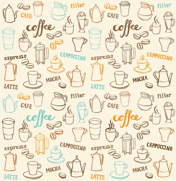 Café patrón sin costura — Vector de stock