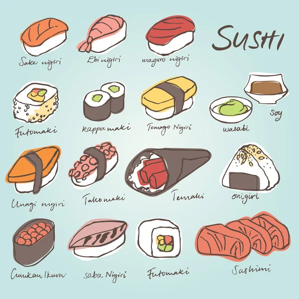 Japanese food - sushi  set — Stock Vector