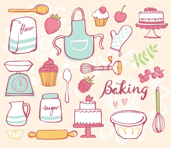 Iconos de cocina para hornear — Archivo Imágenes Vectoriales