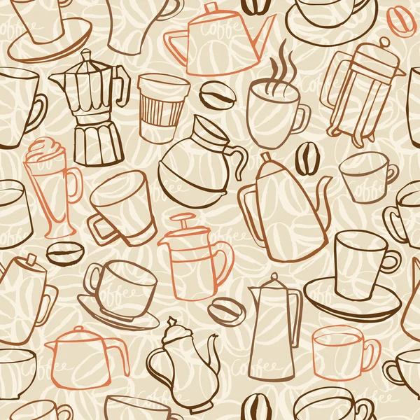 コーヒーのシームレスなパターン — ストックベクタ