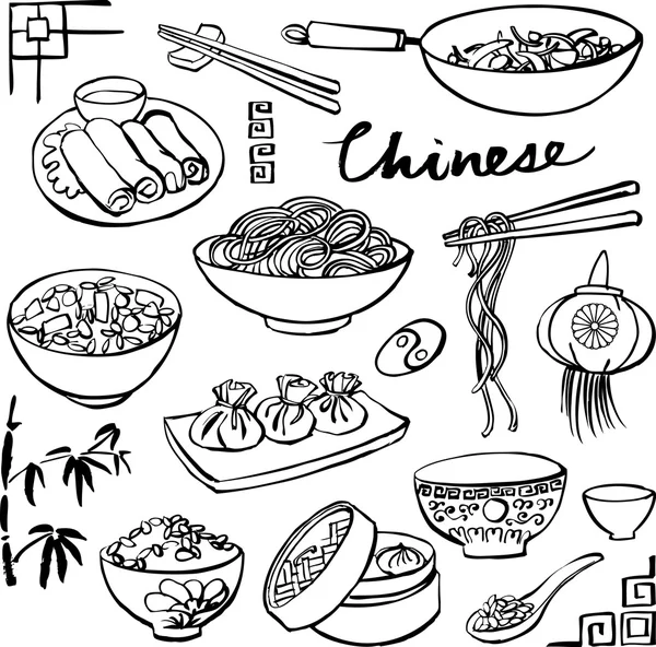 Chinese food icons — Stock Vector