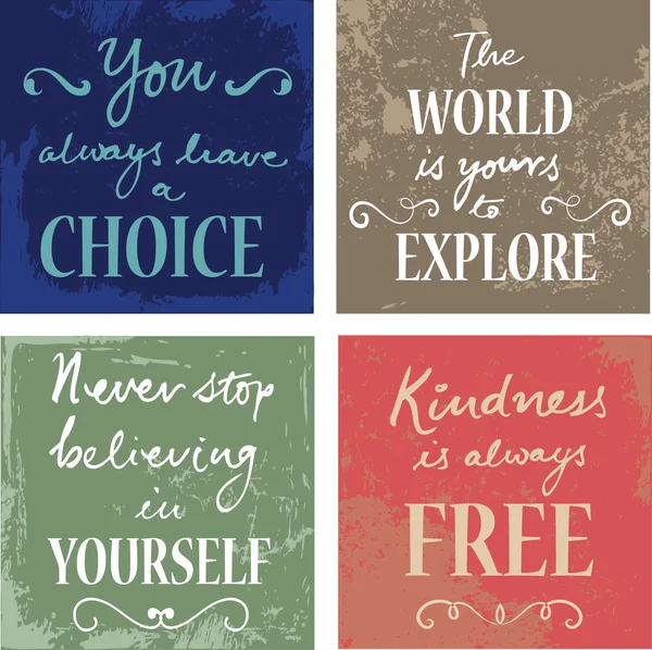 Set Of 4  Inspirational Quotes — Stock Vector