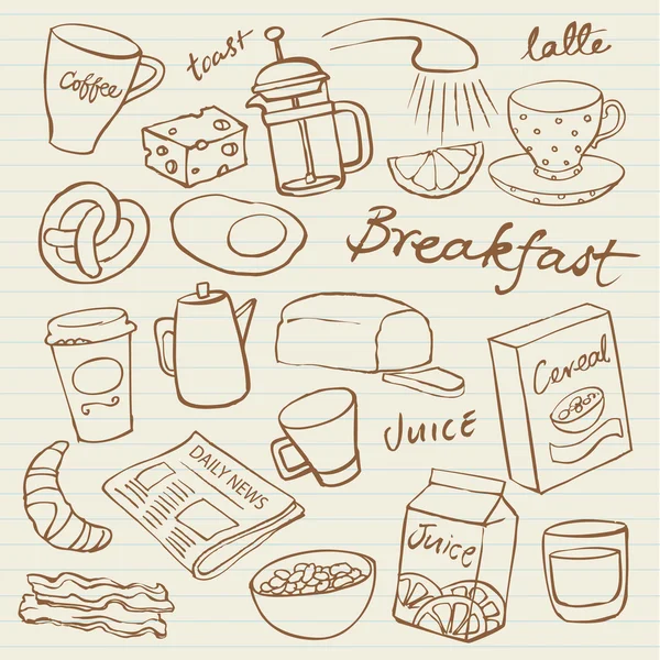 Alimentation petit déjeuner et icônes — Image vectorielle