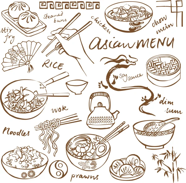 Ícones de comida chinesa — Vetor de Stock