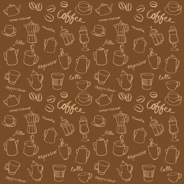 Café patrón sin costura — Vector de stock