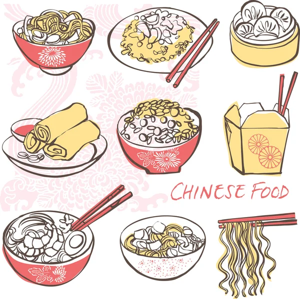 Chinese food icons — Stock Vector