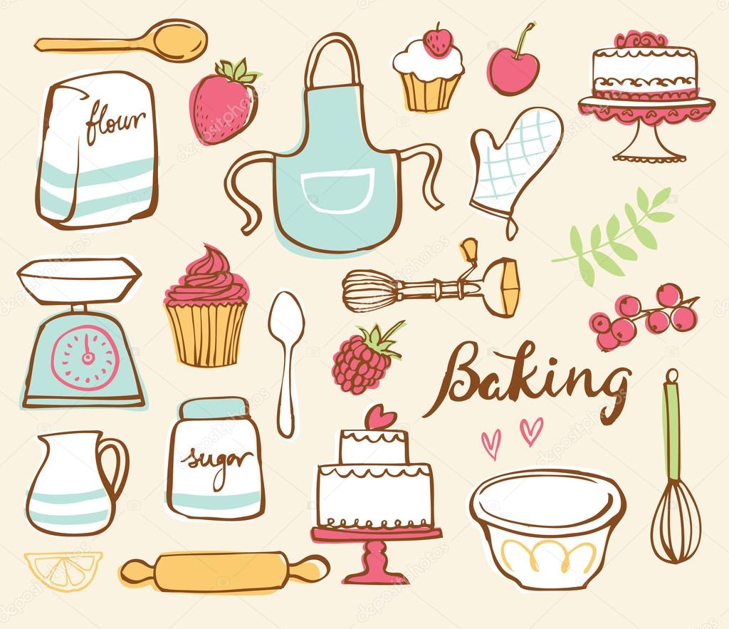 Baking kitchen icons