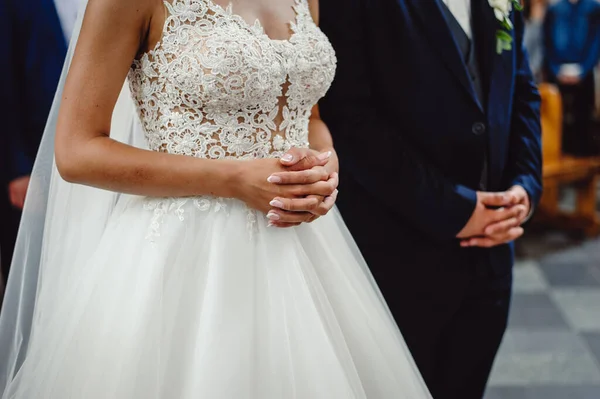 Fecho Recortado Foto Noiva Noivo Cerimônia Casamento Templo — Fotografia de Stock