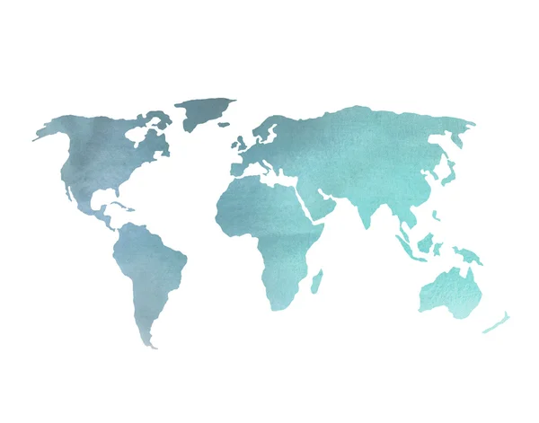 Mapa do Mundo em Aquarela Azul — Fotografia de Stock