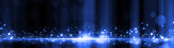 Panoramic Dark Blue Particles Night Awards Background Abstract Blue Particle — Stock Photo, Image