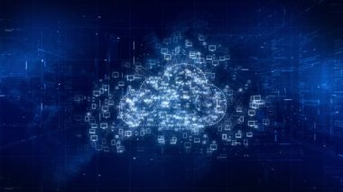 Dijital teknoloji Bulut veri depolama Mavi Arkaplan.