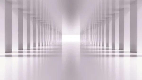 Wit Leeg Licht Hall Zoom Perspectief Uitzicht Witte Lege Moderne — Stockfoto