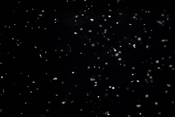 Schneefall Auf Einem Schwarzen Isolierten Hintergrund Schnee Hintergrund Fliegende Schneeflocken — Stockfoto