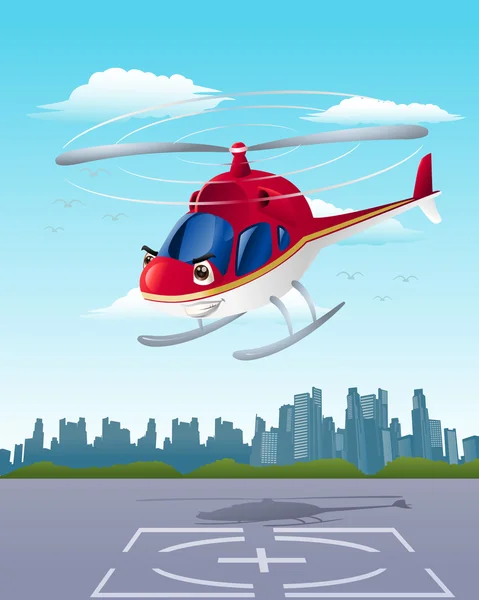 Helicóptero vermelho comercial — Fotografia de Stock
